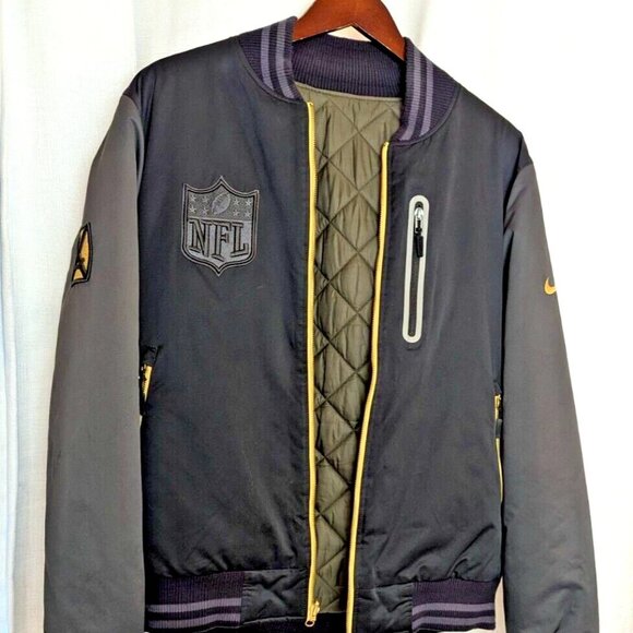 NIKE NFL BB51 BILL BOWERMAN Mens Large Bomber Jacket Reversible Sample Rare - Picture 1 of 11
